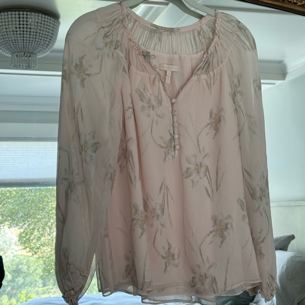 Rebecca Taylor blush pink silk blouse 4 NWOT